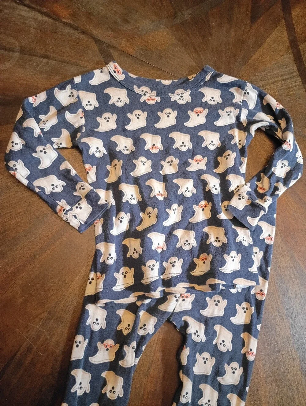 Baby Gap Organic Cotton Halloween Ghost Pajama Set Toddler Size 2 Years Blue